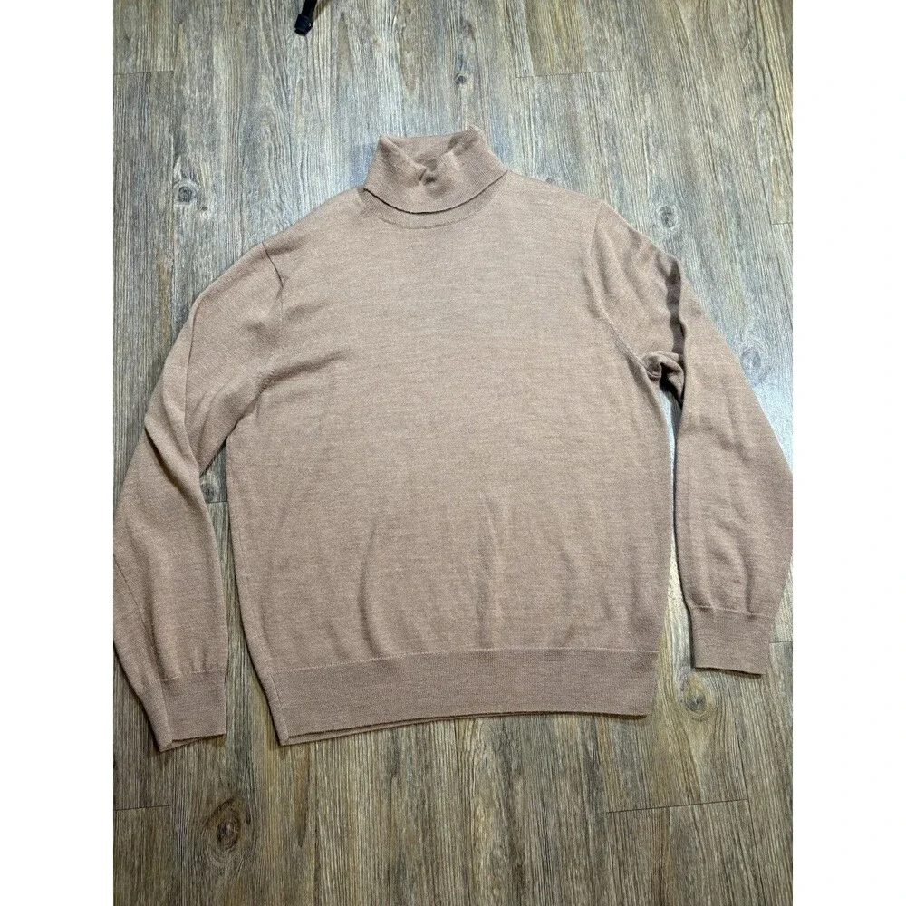 J. Crew Sweater Mens Large Brown Pullover Merino Wool Turtleneck